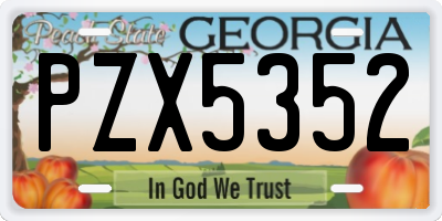 GA license plate PZX5352