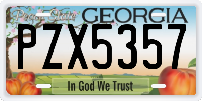 GA license plate PZX5357