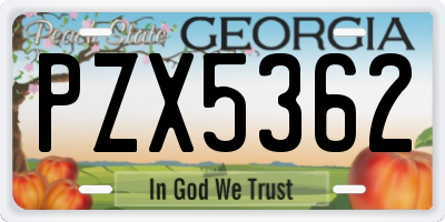 GA license plate PZX5362