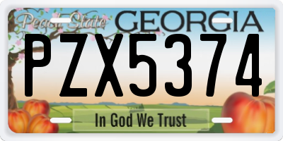GA license plate PZX5374