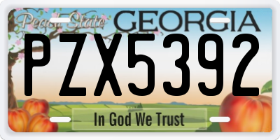 GA license plate PZX5392