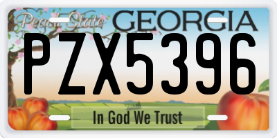 GA license plate PZX5396