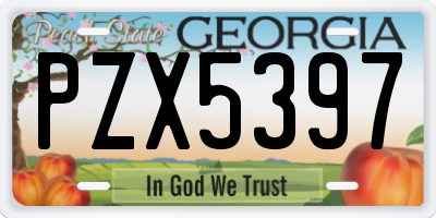 GA license plate PZX5397
