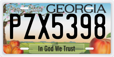 GA license plate PZX5398