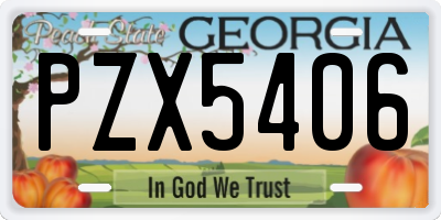 GA license plate PZX5406