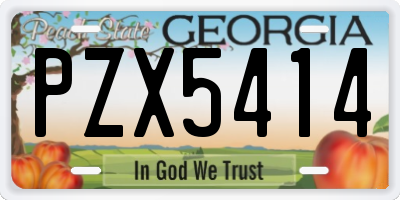 GA license plate PZX5414