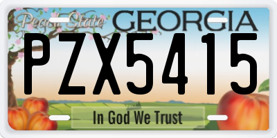 GA license plate PZX5415