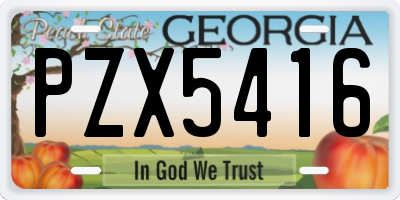 GA license plate PZX5416