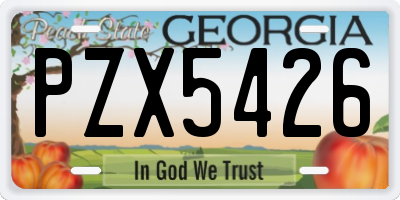 GA license plate PZX5426