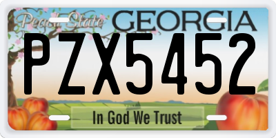 GA license plate PZX5452