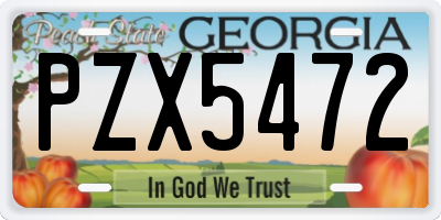 GA license plate PZX5472