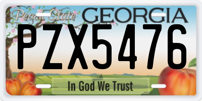GA license plate PZX5476