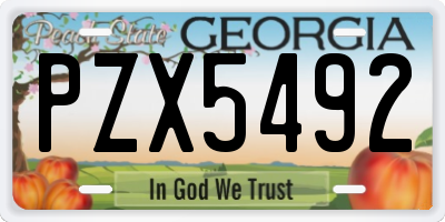 GA license plate PZX5492