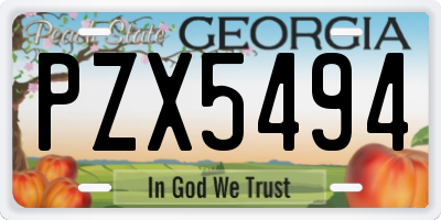 GA license plate PZX5494