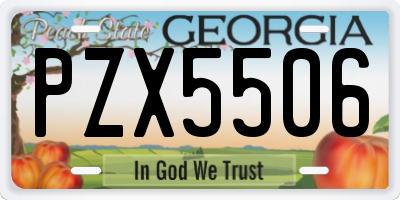 GA license plate PZX5506