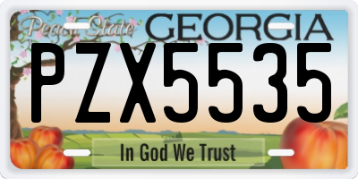 GA license plate PZX5535