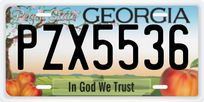 GA license plate PZX5536