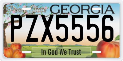 GA license plate PZX5556