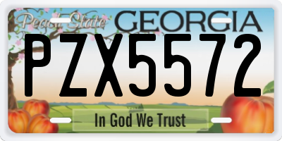 GA license plate PZX5572