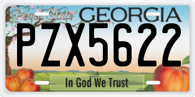 GA license plate PZX5622