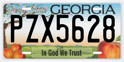 GA license plate PZX5628