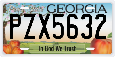 GA license plate PZX5632