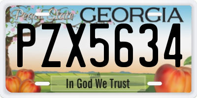 GA license plate PZX5634
