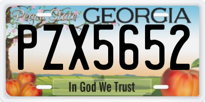 GA license plate PZX5652