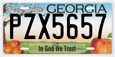 GA license plate PZX5657