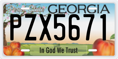 GA license plate PZX5671