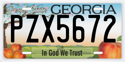 GA license plate PZX5672
