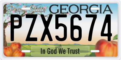 GA license plate PZX5674