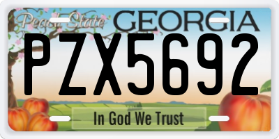 GA license plate PZX5692
