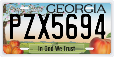GA license plate PZX5694