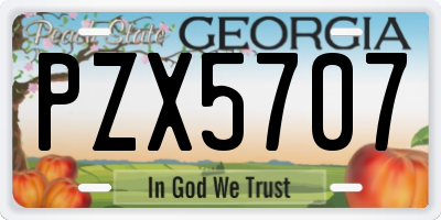 GA license plate PZX5707