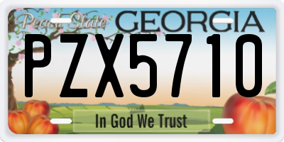 GA license plate PZX5710
