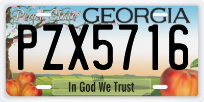 GA license plate PZX5716