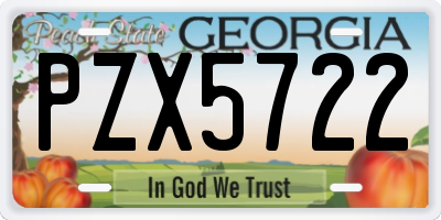 GA license plate PZX5722