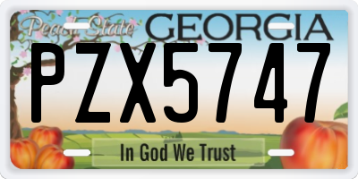 GA license plate PZX5747