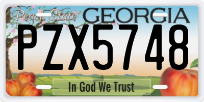 GA license plate PZX5748