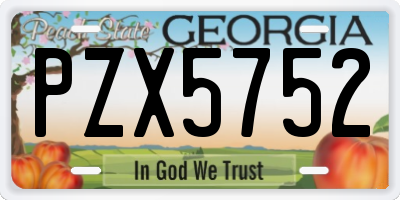 GA license plate PZX5752