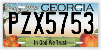 GA license plate PZX5753
