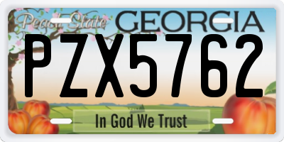 GA license plate PZX5762
