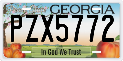 GA license plate PZX5772