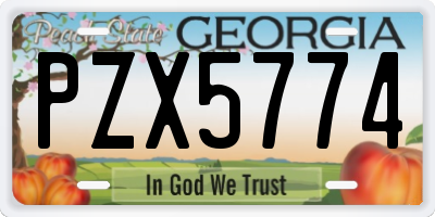 GA license plate PZX5774