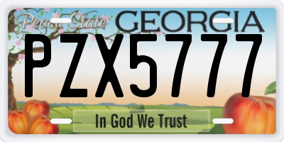 GA license plate PZX5777