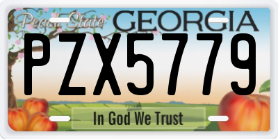 GA license plate PZX5779