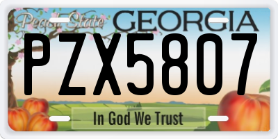GA license plate PZX5807