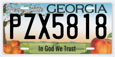 GA license plate PZX5818