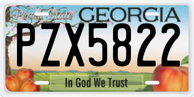 GA license plate PZX5822